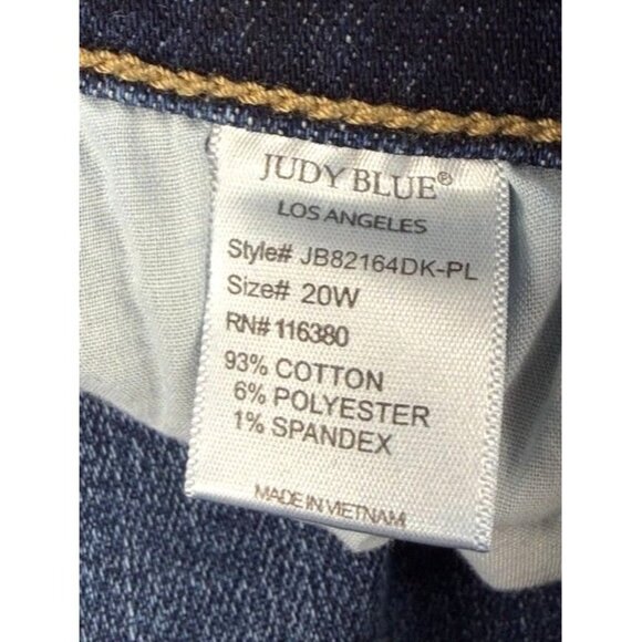 Judy Blue Women's Straight Fit Jeans 20W Dark Wash Stretch Denim Stylish - Picture 6 of 11